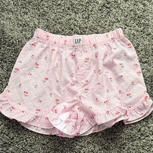 GAP Kids Pink Cherry Print Ruffle Hem Boxer Shorts